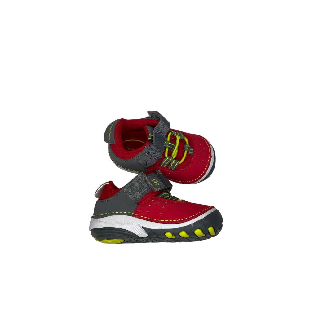 Stride Rite Amos Sneaker Baby Boy size 3 Red and Gray Casual Comfort Tennis Shoe